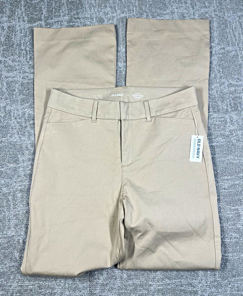 Old Navy Pixie Flare High-Rise Beige Stretch Flared Dress Pants Sz 6